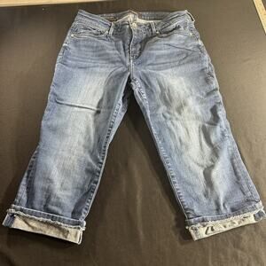 NYDJ Marilyn Straight Cropped Cuffed BlueJeans Womens Size 10P Lift Tuck